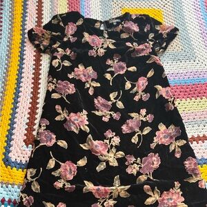 Vintage Floral Black and Pink Kids Dress